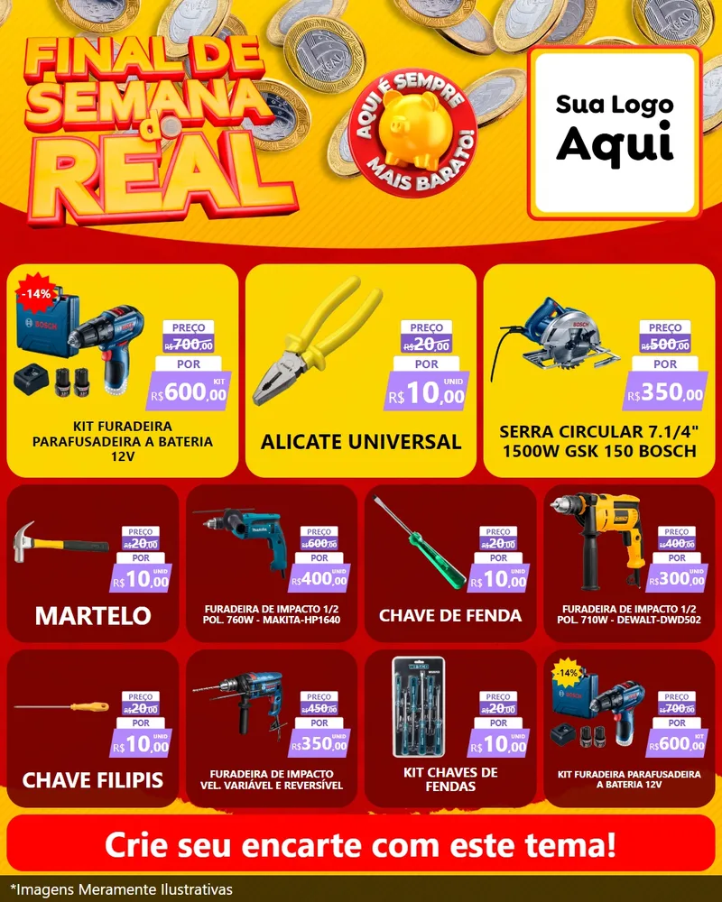 Modelo de Rede Social para Feed Instagram com o tema Final de Semana do Real para Maquinas e Ferramentas