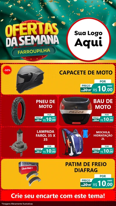 Modelo de TV para TV Vertical com o tema Ofertas da Semana Farroupilha para Moto peças
