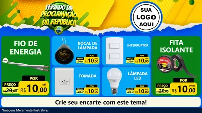 Modelo de TV para TV Horizontal com o tema Feriado da Proclamação da República para Materiais Elétricos