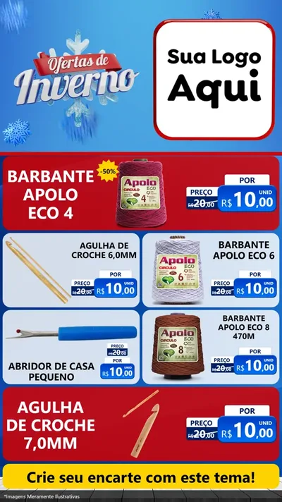 Modelo de TV para TV Vertical com o tema Ofertas de Inverno para Armarinho e Aviamentos