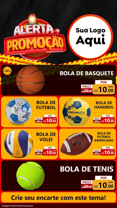 Modelo de TV para TV Vertical com o tema Alerta de Promoção para Artigos Esportivos