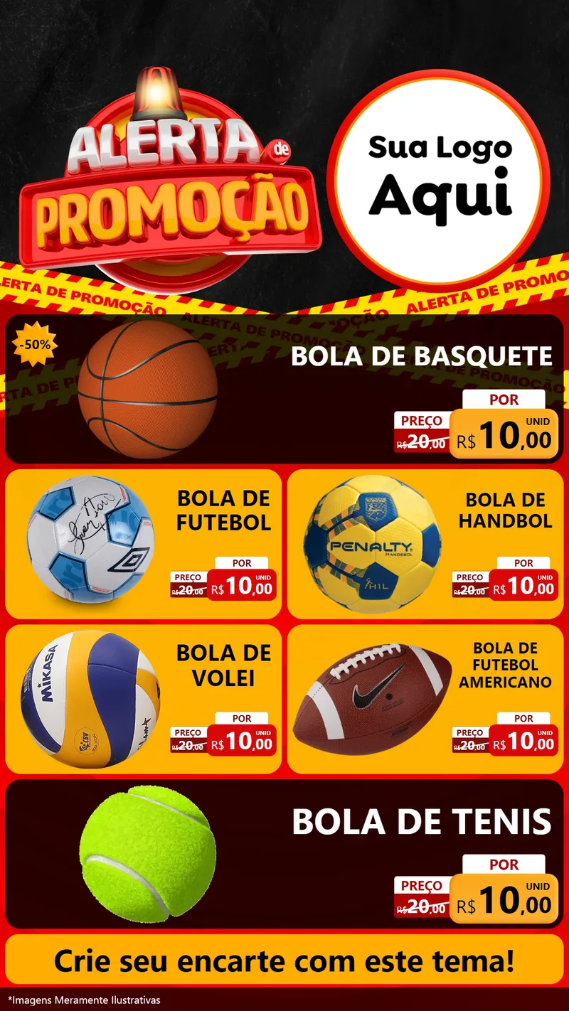 Modelo de TV para TV Vertical com o tema Alerta de Promoção para Artigos Esportivos