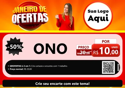 Modelo de Cartaz para Cartaz A4 Horizontal com o tema Janeiro de Ofertas para Óticas