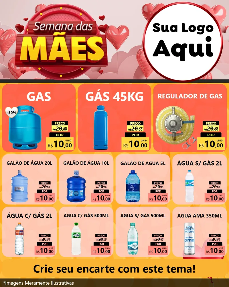 Modelo de Rede Social para Feed Instagram com o tema Semana das Mães para Água e gás