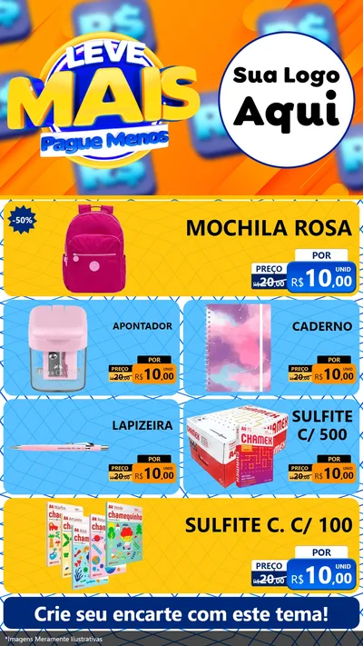 Modelo de TV para TV Vertical com o tema Leve Mais, Pague Menos para Papelaria