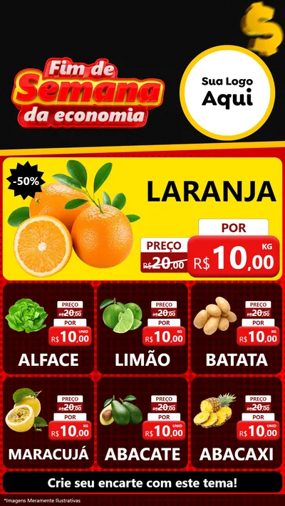 Modelo de Rede Social para Stories com o tema Fim de Semana da Economia para Hortifrúti
