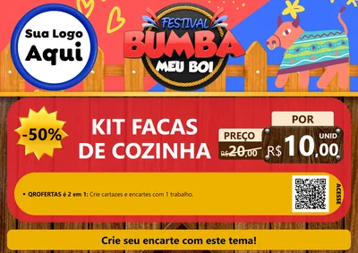 Modelo de Cartaz para Cartaz A4 Horizontal com o tema Festival Bumba Meu Boi para Utilidades Domésticas