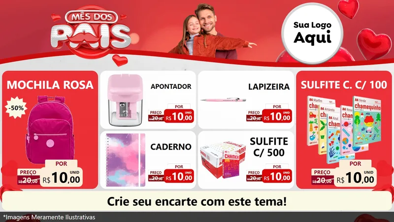 Modelo de TV para TV Horizontal com o tema Mês dos Pais para Papelaria