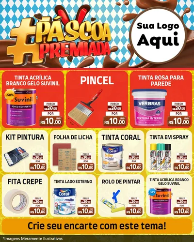 Modelo de Rede Social para Feed Instagram com o tema Páscoa Premiada para Tintas e Ferramentas