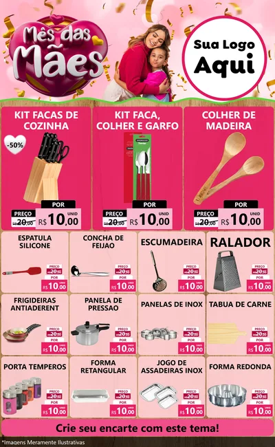 Modelo de Encarte para Encarte Grande com o tema Mês das Mães para Utilidades Domésticas