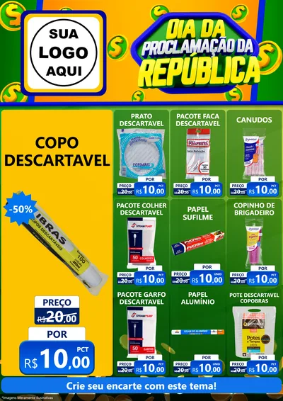 Modelo de Encarte para Encarte A4 Vertical com o tema Dia Da Proclamação da República para Embalagens