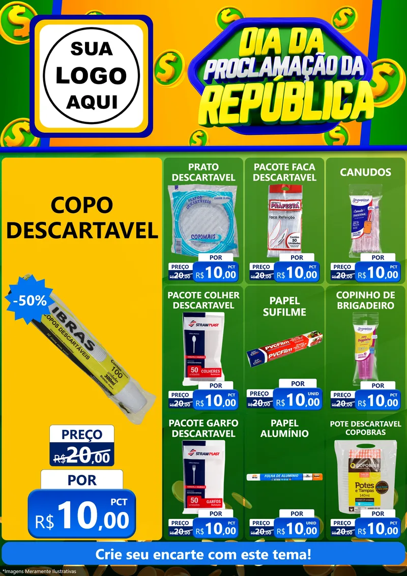 Modelo de Encarte para Encarte A4 Vertical com o tema Dia Da Proclamação da República para Embalagens
