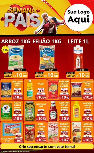 Modelo de Encarte para Encarte Grande com o tema Semana Dos Pais para Supermercado
