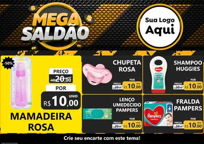 Modelo de Encarte para Encarte A4 Horizontal com o tema Mega Saldão para Bebês