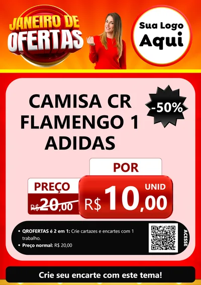 Modelo de Cartaz para Cartaz A4 Vertical com o tema Janeiro de Ofertas para Roupas e acessórios