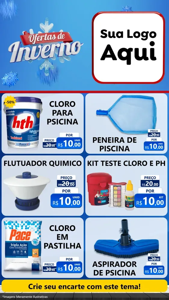 Modelo de Rede Social para Stories com o tema Ofertas de Inverno para Produtos para Piscina