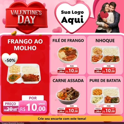 Modelo de Rede Social para Feed Facebook com o tema Valentine's Day para Restaurante