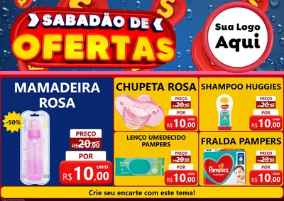 Modelo de Encarte para Encarte A4 Horizontal com o tema Sabadão de Ofertas para Bebês