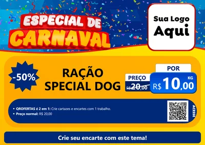 Modelo de Cartaz para Cartaz A4 Horizontal com o tema Especial de Carnaval para Pet Shop
