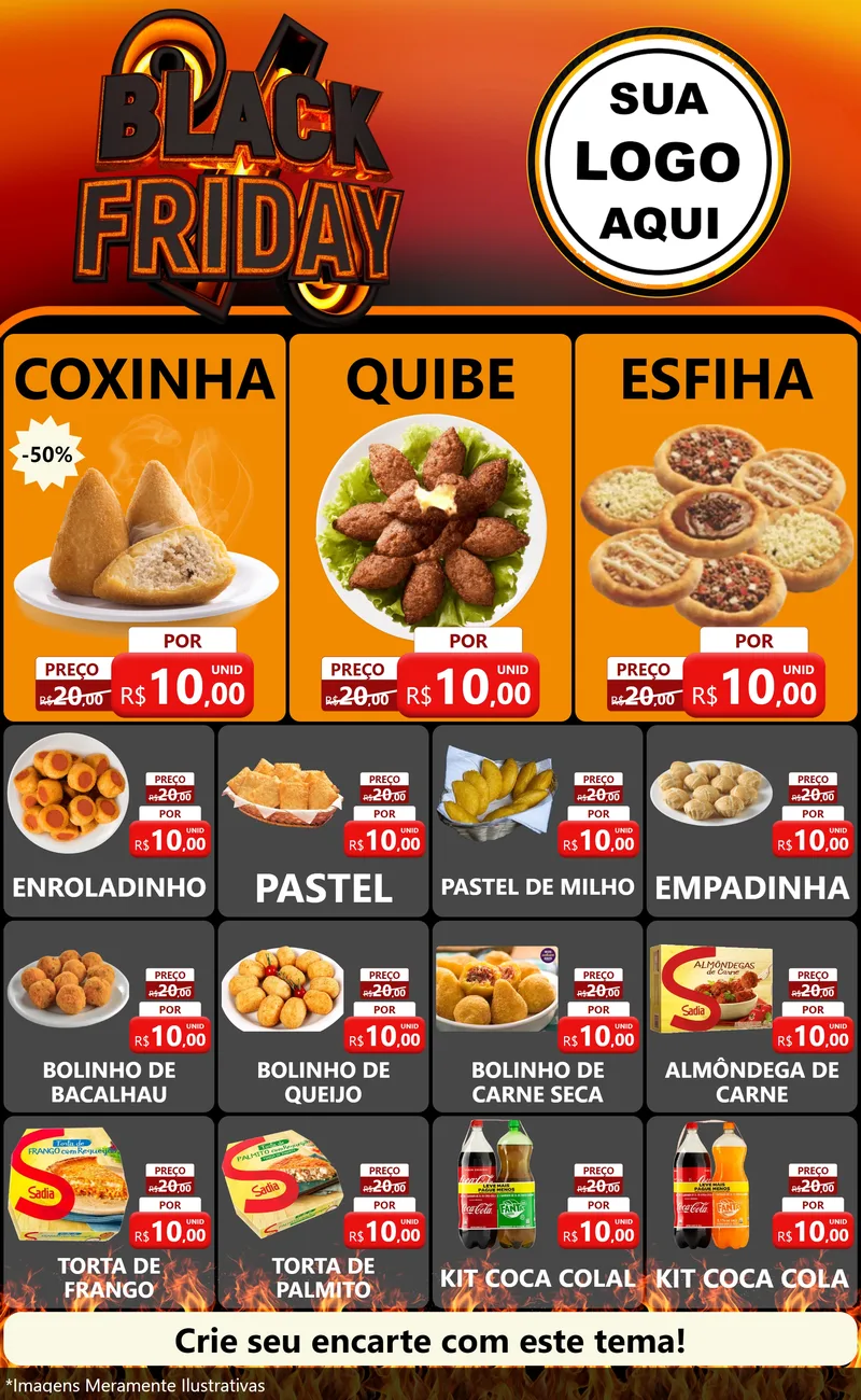 Modelo de Encarte para Encarte Grande com o tema Black Friday para Salgadaria