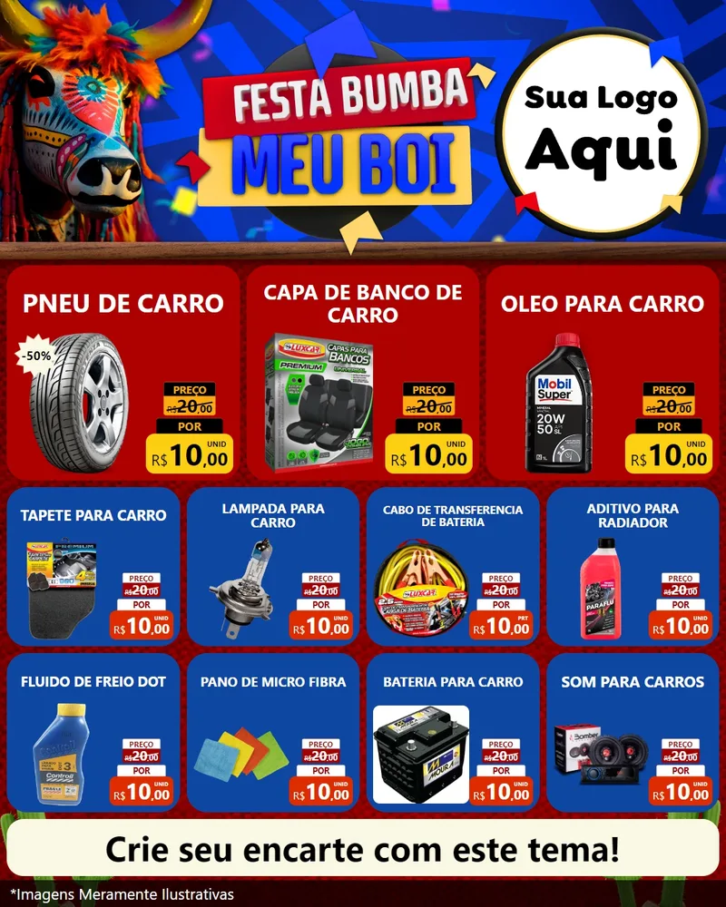 Modelo de Rede Social para Feed Instagram com o tema Festa Bumba meu Boi para Auto peças