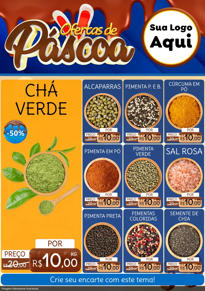 Modelo de Encarte para Encarte A4 Vertical com o tema Ofertas de Páscoa para Produtos Naturais