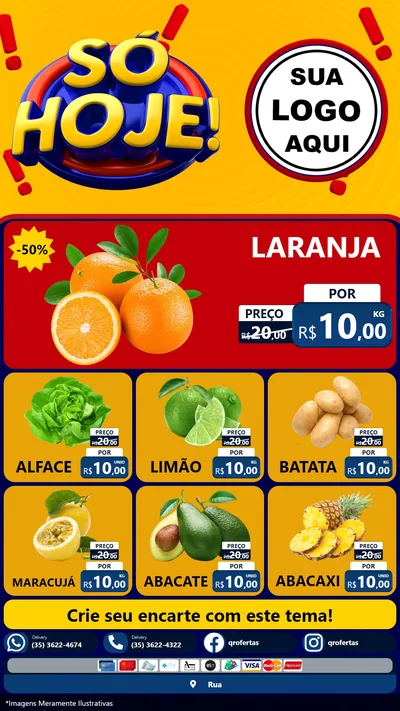 Modelo de Rede Social para Stories com o tema Só Hoje! para Hortifrúti