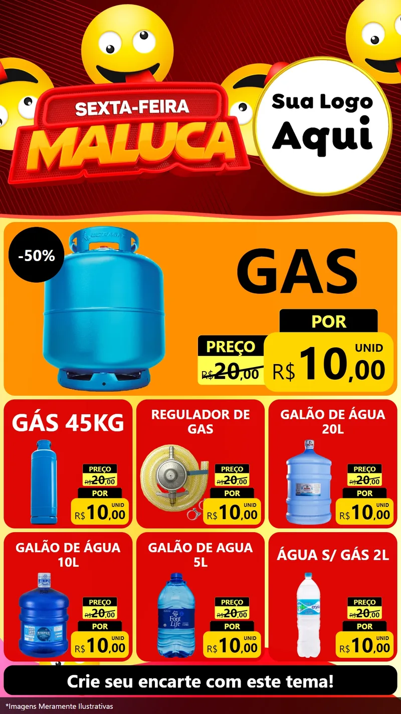Modelo de Rede Social para Stories com o tema Sexta-feira Maluca para Água e gás