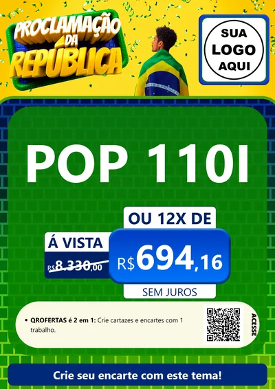 Modelo de Cartaz para Cartaz A4 Vertical com o tema Proclamação da República para Concessionaria de Motos