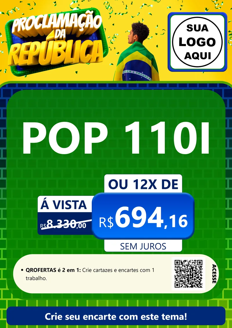 Modelo de Cartaz para Cartaz A4 Vertical com o tema Proclamação da República para Concessionaria de Motos