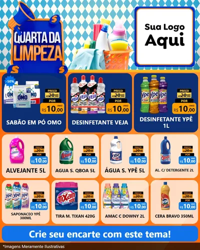 Modelo de Rede Social para Feed Instagram com o tema Quarta da Limpeza para Produtos de Limpeza