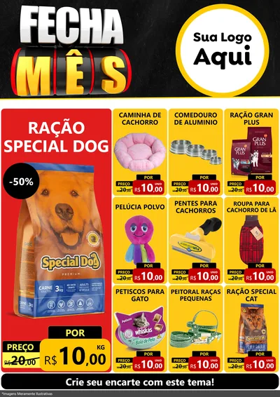 Modelo de Encarte para Encarte A4 Vertical com o tema Fecha Mês para Pet Shop
