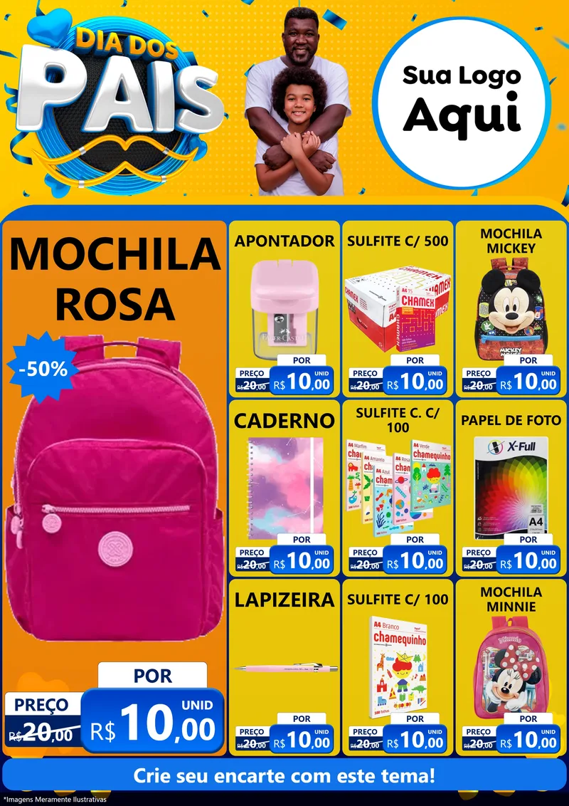 Modelo de Encarte para Encarte A4 Vertical com o tema Dia dos Pais para Papelaria