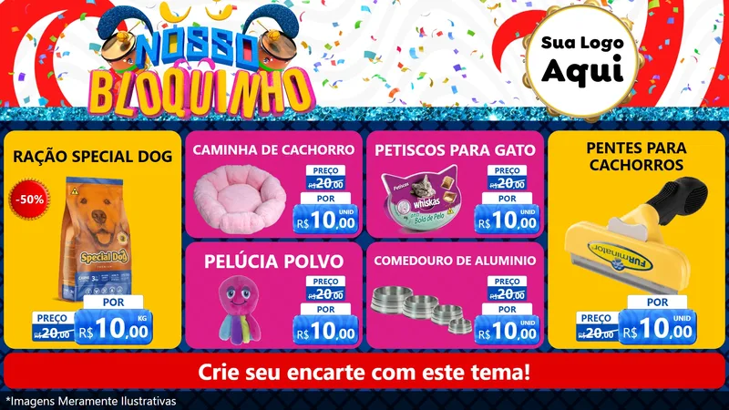 Modelo de TV para TV Horizontal com o tema Nosso Bloquinho para Pet Shop