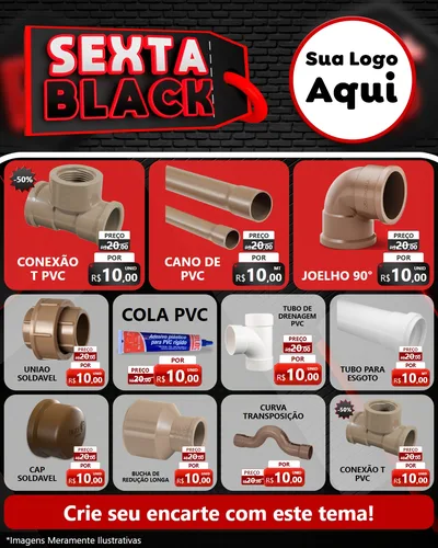 Modelo de Rede Social para Feed Instagram com o tema Sexta Black para Tubos e conexões