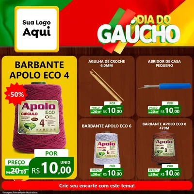 Modelo de Rede Social para Feed Facebook com o tema Dia do Gaúcho para Armarinho e Aviamentos