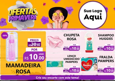 Modelo de Encarte para Encarte A4 Horizontal com o tema Ofertas Da Primavera para Bebês