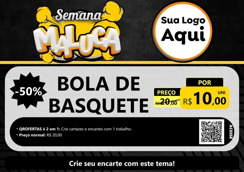Modelo de Cartaz para Cartaz A4 Horizontal com o tema Semana Maluca para Artigos Esportivos