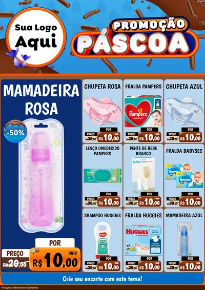 Modelo de Encarte para Encarte A4 Vertical com o tema Promoção Páscoa para Bebês