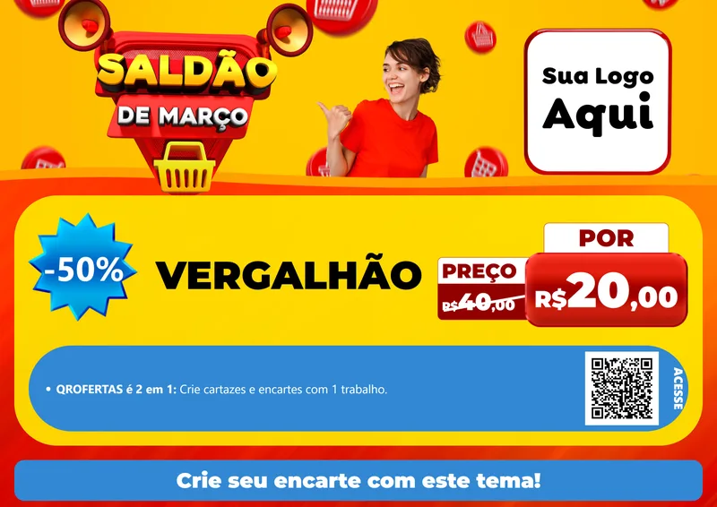 Modelo de Cartaz para Cartaz A4 Horizontal com o tema Saldão de Março para Ferragens