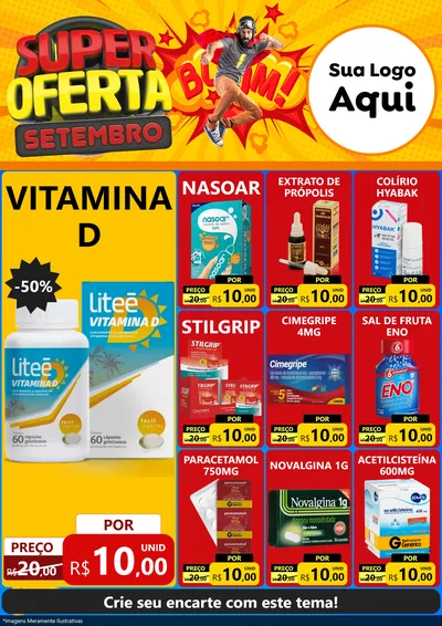 Modelo de Encarte para Encarte A4 Vertical com o tema Super Oferta Setembro para Farmácia