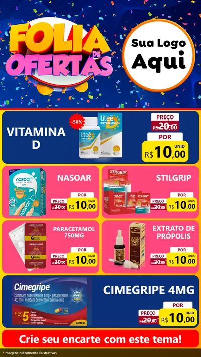 Modelo de TV para TV Vertical com o tema Folia de Ofertas para Farmácia