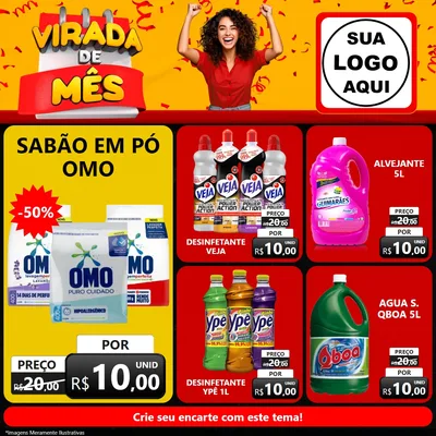 Modelo de Rede Social para Feed Facebook com o tema Virada de Mês para Produtos de Limpeza