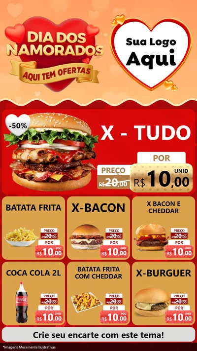 Modelo de Rede Social para Stories com o tema Dia dos Namorados - Aqui Tem Ofertas para Hamburgueria