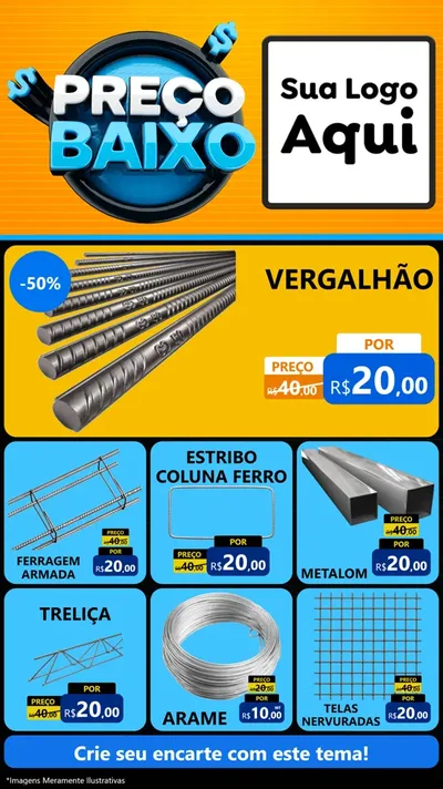 Modelo de Rede Social para Stories com o tema Preço Baixo para Ferragens