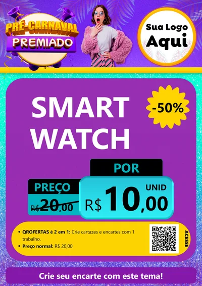 Modelo de Cartaz para Cartaz A4 Vertical com o tema Pré-Carnaval Premiado para Informática