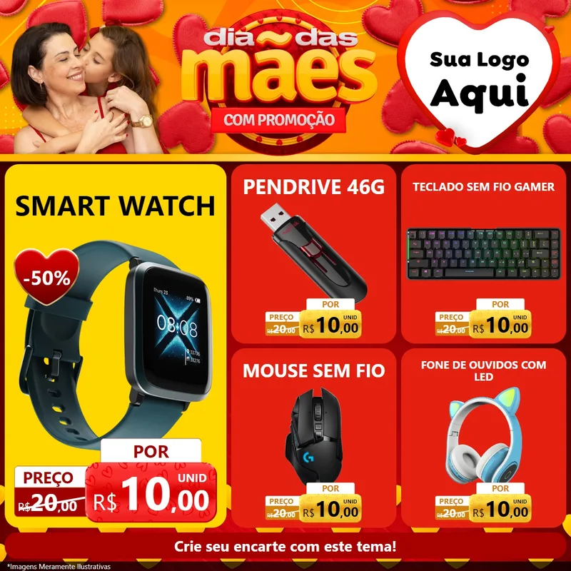 Modelo de Rede Social para Feed Facebook com o tema Dia das Mães com Promoção para Informática