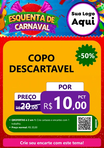 Modelo de Cartaz para Cartaz A4 Vertical com o tema Esquenta de Carnaval para Embalagens