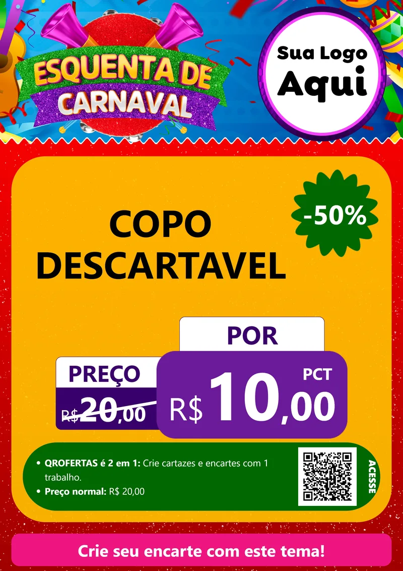 Modelo de Cartaz para Cartaz A4 Vertical com o tema Esquenta de Carnaval para Embalagens
