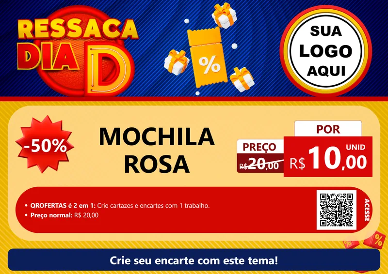 Modelo de Cartaz para Cartaz A4 Horizontal com o tema Ressaca Dia D para Papelaria